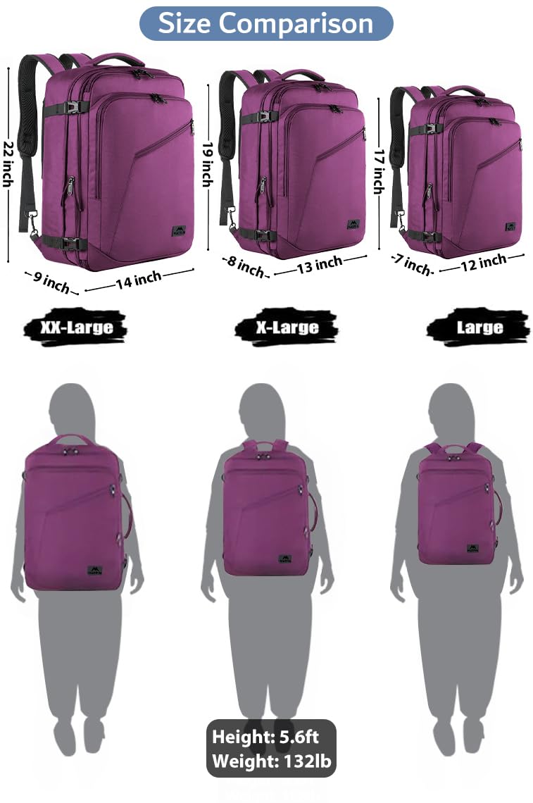 MATEIN Travel Backpack for Women, Expandable Flight Approved Carry on Backpack, Water Resistant Lightweight Suitcase, Large Business Weekender Daypack, Gift for Traveler, Purple - Image 4