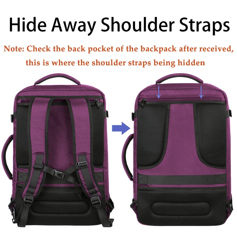 MATEIN Travel Backpack for Women, Expandable Flight Approved Carry on Backpack, Water Resistant Lightweight Suitcase, Large Business Weekender Daypack, Gift for Traveler, Purple - Image 3