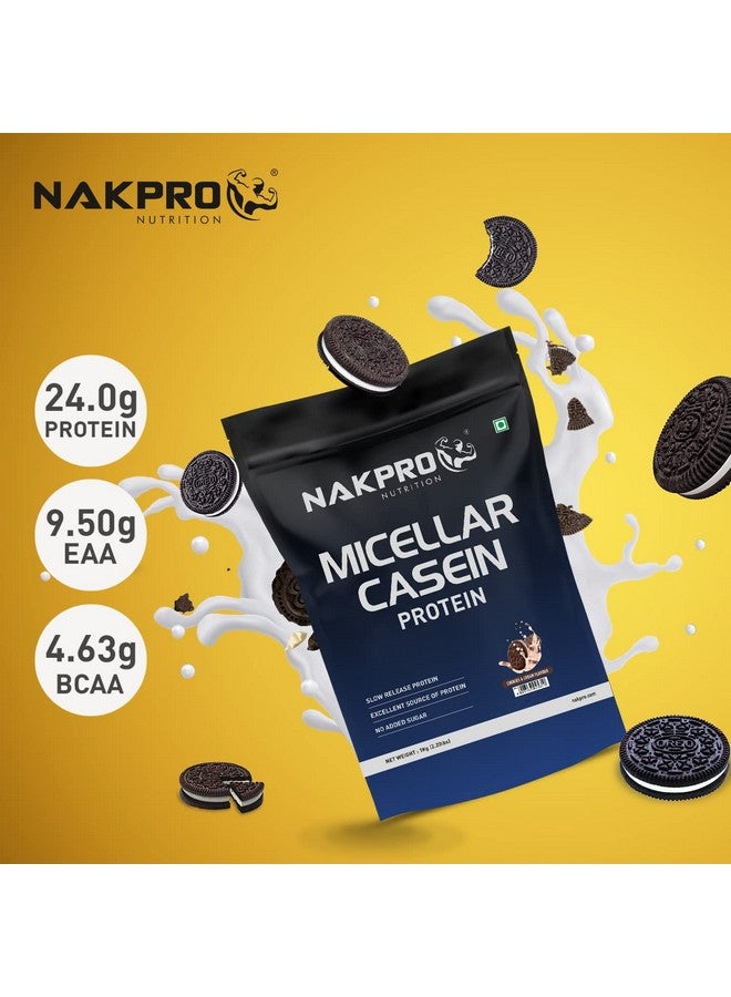 NAKPRO 100% Micellar Casein Protein Supplement |24g Protein, 9.5g EAAs, 4.63g BCAAs| Slow Absorbing Micellar Casein Protein Powder (Cookies & Cream, 1 Kg) - Image 4