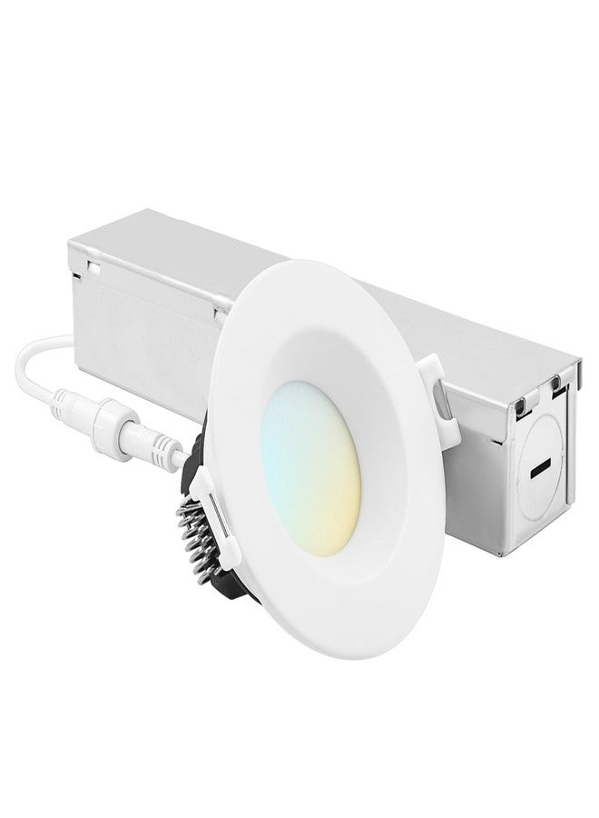 LUXRITE 2 Inch LED Recessed Ceiling Light with Junction Box, 8W, 5CCT Selectable 2700K/3000K/3500K/4000K/5000K, 660 Lumens, Dimmable Canless Downlight, Wet Rated, IC Rated, ETL Listed - Image 1