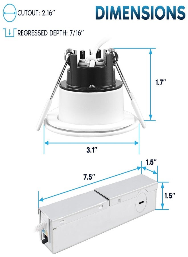 LUXRITE 2 Inch LED Recessed Ceiling Light with Junction Box, 8W, 5CCT Selectable 2700K/3000K/3500K/4000K/5000K, 660 Lumens, Dimmable Canless Downlight, Wet Rated, IC Rated, ETL Listed - Image 4