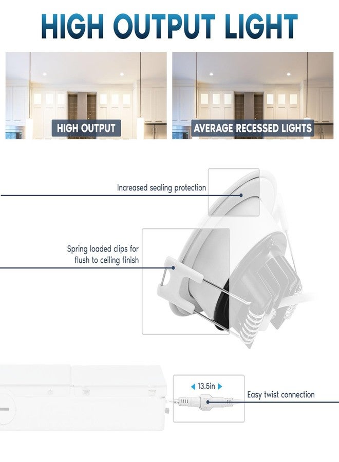 LUXRITE 2 Inch LED Recessed Ceiling Light with Junction Box, 8W, 5CCT Selectable 2700K/3000K/3500K/4000K/5000K, 660 Lumens, Dimmable Canless Downlight, Wet Rated, IC Rated, ETL Listed - Image 3