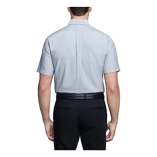 Van Heusen Men's Short Sleeve Dress Shirt Regular Fit Oxford Solid, Greystone, X-Large - Image 2