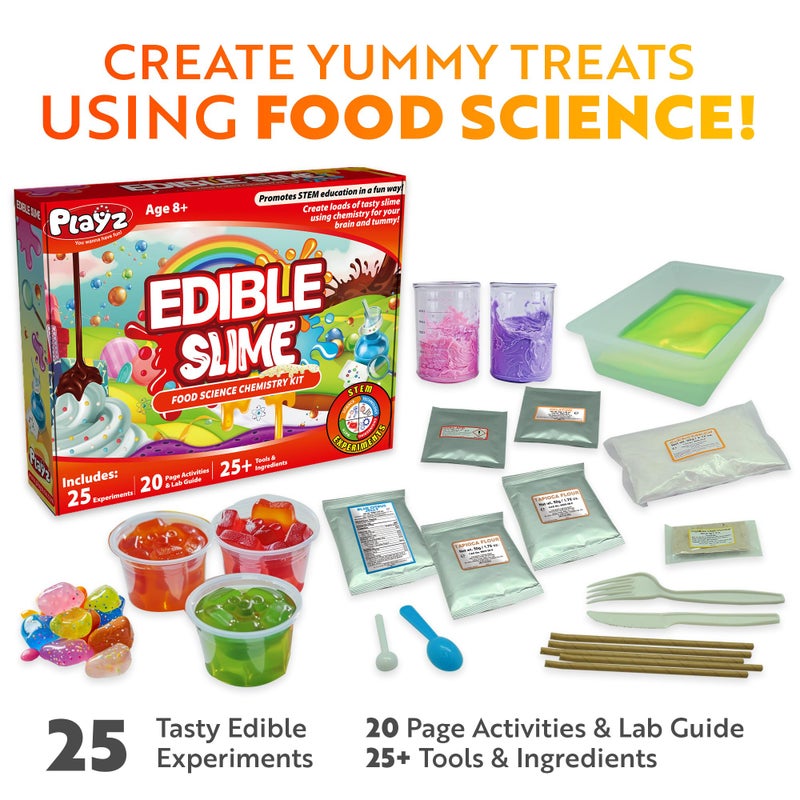 Playz Edible Slime Candy Making Science Kit for Kids Ages 8-12 Years Old - Food Science Chemistry Kid Science Kit with 25 Experiments to Make Slime Chocolates, Educational Science Kits for Boy & Girls - Image 2