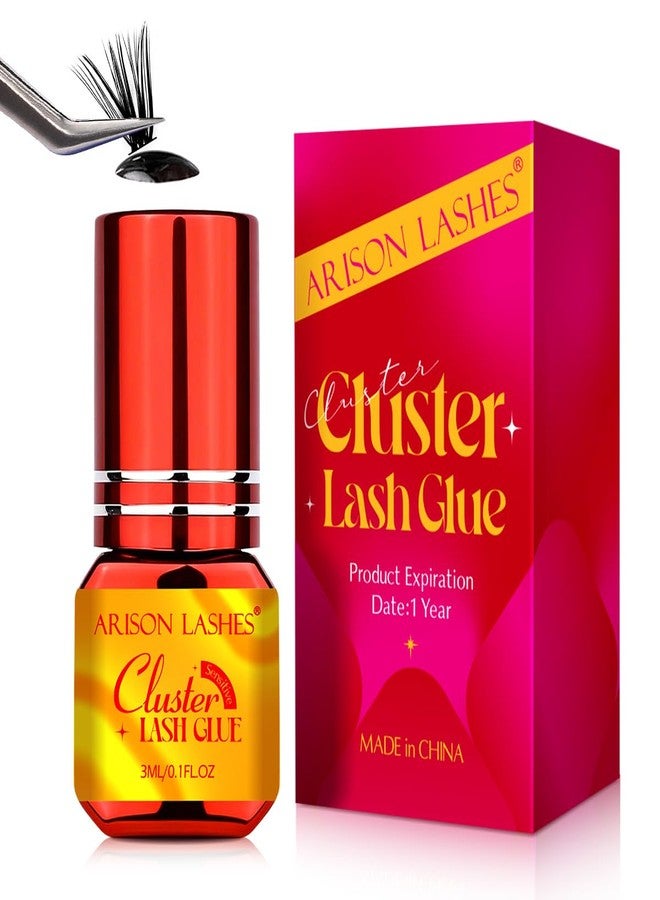 ARISON LASHES Sensitive Lash Cluster Glue Strong Hold Long Lasting 3-4 Weeks Waterproof Semi-Permanent Eyelash Extension Adhesive Open Eyes for Beginners or Professional Use (3ml) - Image 1