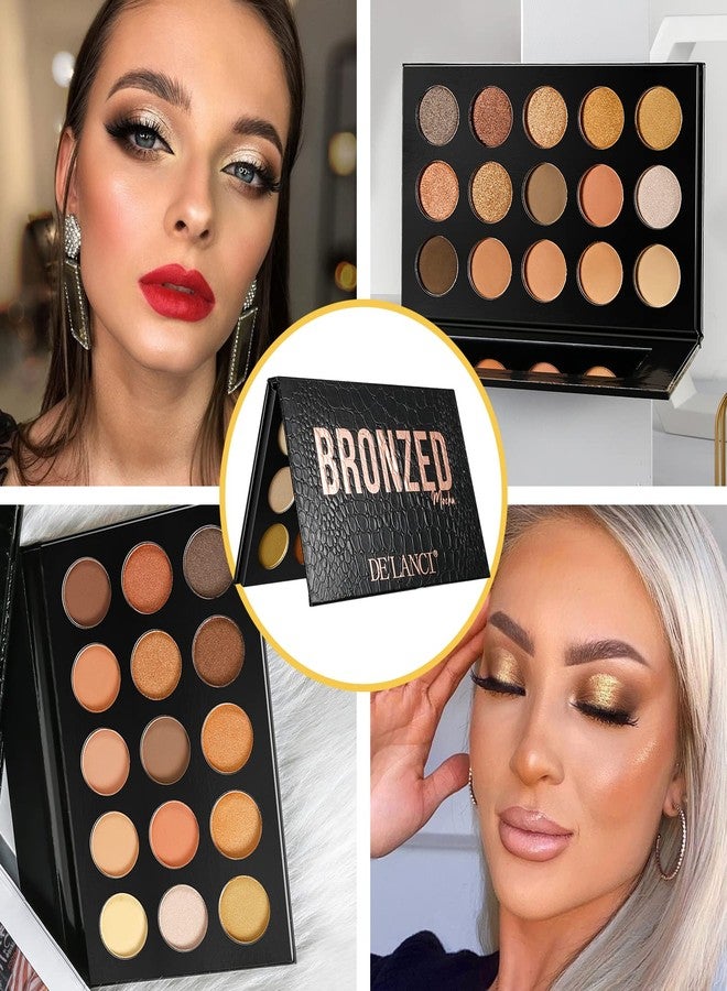ecofavor Nude Gold Eyeshadow Palette Natural Naked Smokey Warm Neutral 15 Shades, DE'LANCI Ultra-Blendable High Pigmented Matte Shimmer Matallic Long Lasting Waterproof Eye Shadow Pallet, Travel Size Makeup - Image 4