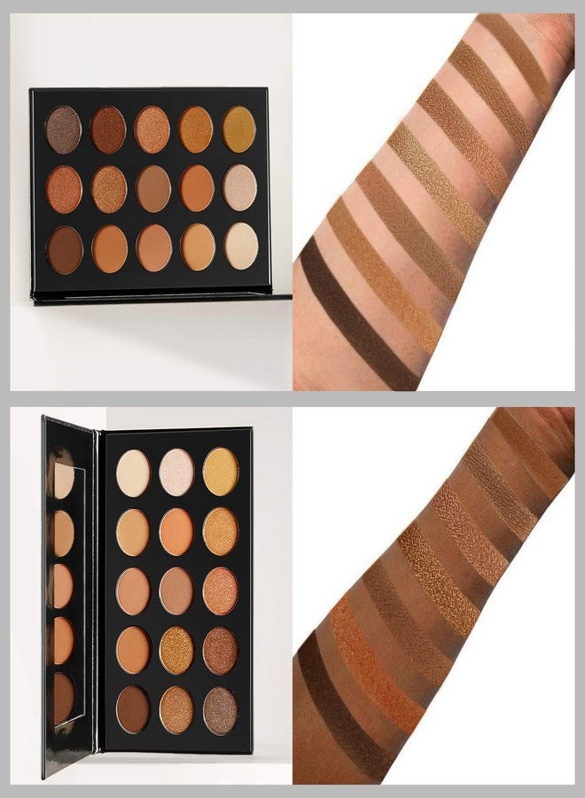 ecofavor Nude Gold Eyeshadow Palette Natural Naked Smokey Warm Neutral 15 Shades, DE'LANCI Ultra-Blendable High Pigmented Matte Shimmer Matallic Long Lasting Waterproof Eye Shadow Pallet, Travel Size Makeup - Image 3