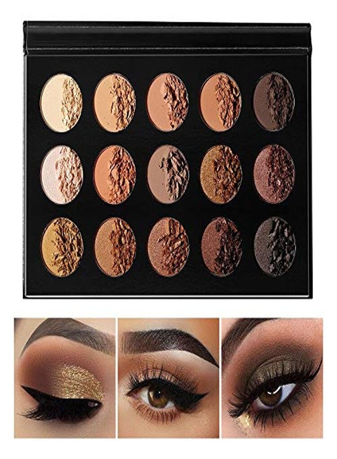 ecofavor Nude Gold Eyeshadow Palette Natural Naked Smokey Warm Neutral 15 Shades, DE'LANCI Ultra-Blendable High Pigmented Matte Shimmer Matallic Long Lasting Waterproof Eye Shadow Pallet, Travel Size Makeup - Image 1