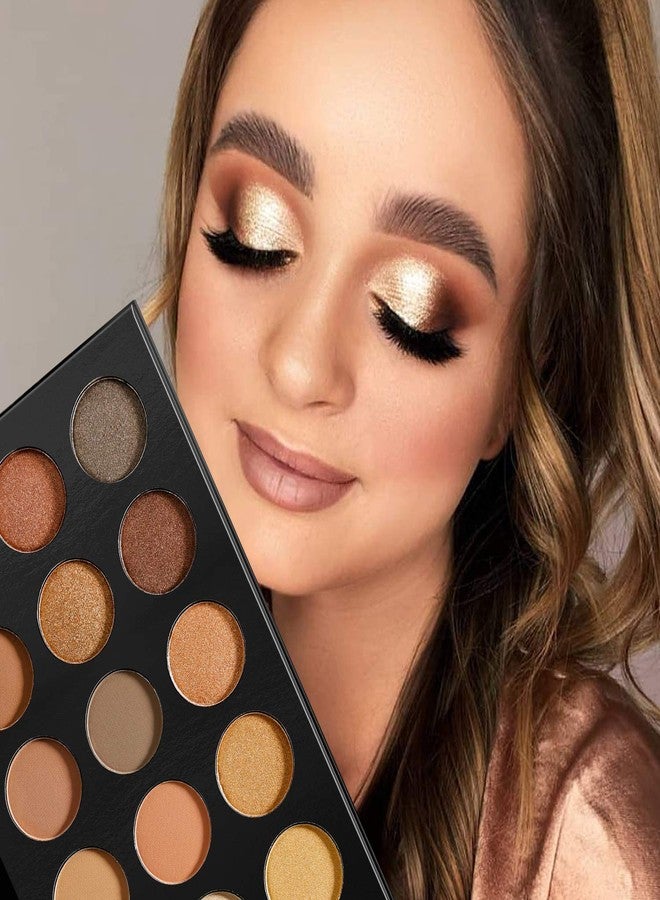 ecofavor Nude Gold Eyeshadow Palette Natural Naked Smokey Warm Neutral 15 Shades, DE'LANCI Ultra-Blendable High Pigmented Matte Shimmer Matallic Long Lasting Waterproof Eye Shadow Pallet, Travel Size Makeup - Image 5