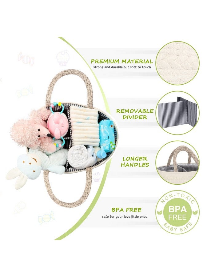Maliton Maliton Diaper Caddy Organizer for Baby, Cotton Rope Baby Gift Basket, Portable Diaper Organizer for changing table, Diaper Nursery Storage Organizer, Baby Shower Gifts for Newborn,baby essentials - Image 3