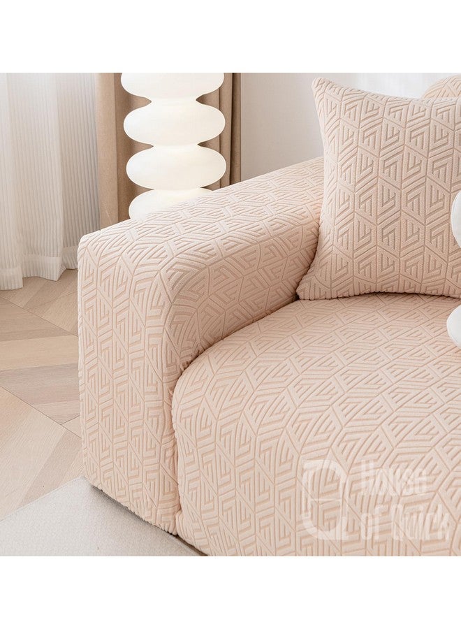 House of Quirk Universal Single Seater 220 GSM Jacquard Grain Texture Fabric Sofa Cover Soft Touching Cover for Couch Flexible Stretch Sofa Slipcover (Beige, 90-140cm) - Image 5