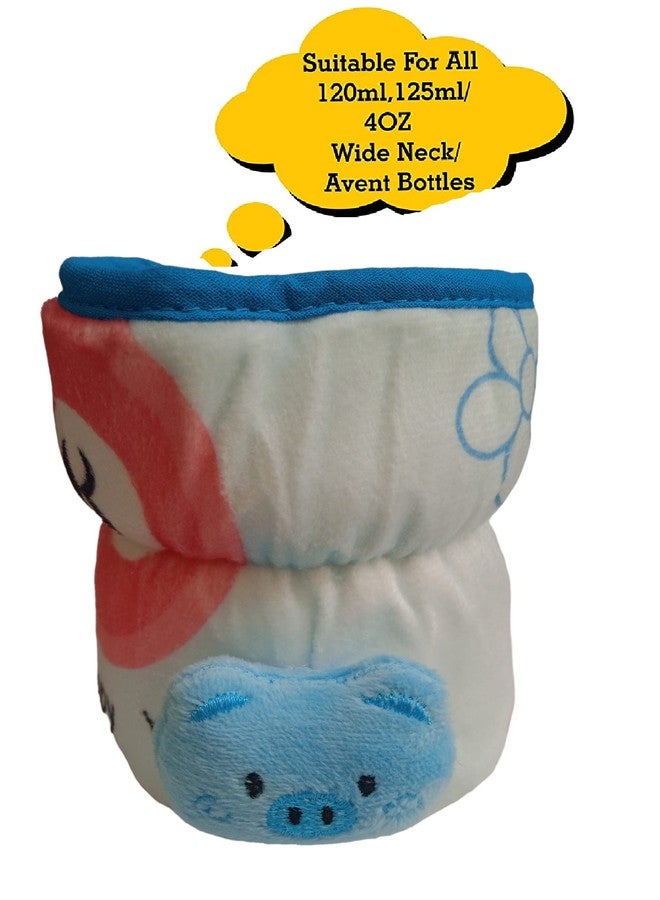 Aplam Chaplam Bottle Cover for Philips Avent/Wide Neck/Narrow Neck Feeders Soft Plush Stretchable Baby Feeding Bottle Cover with Easy to Hold Strap (120ml, 125ml, 140ml, 150ml- Pink Blue) - Image 2