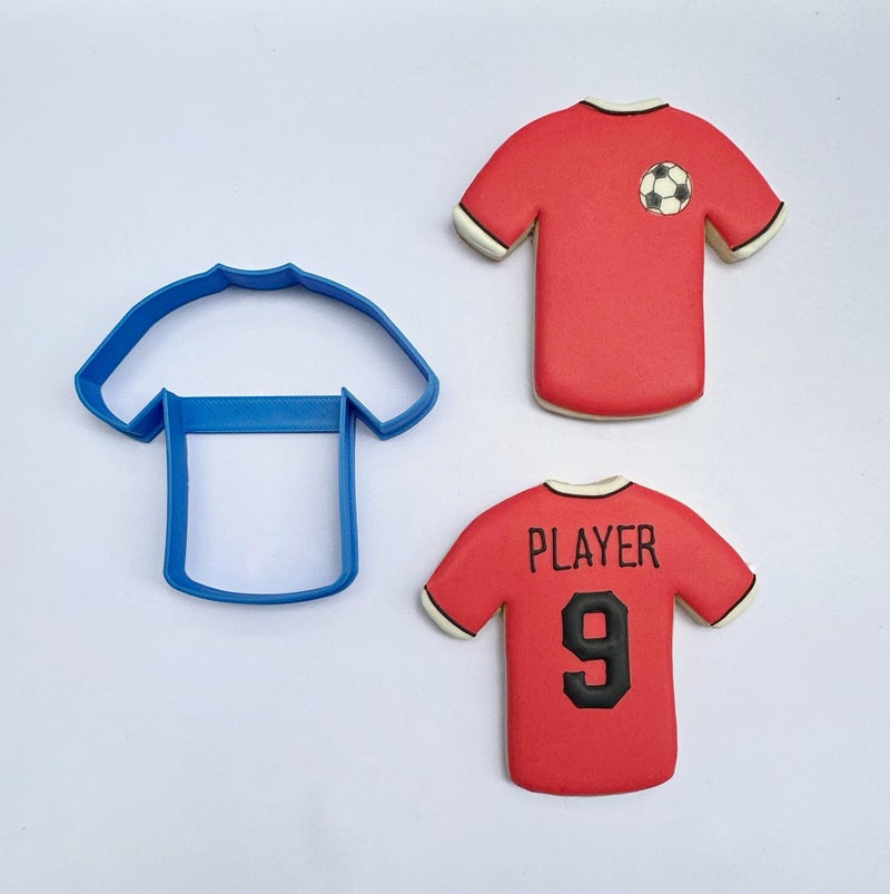 Heart's Treasure SOCCER BALL COOKIE CUTTERS WITH JERSEY American Soccer Football Sport Small Large Balls With Jersey Uniform T-Shirt Made In USA Cookie Cutters (3 Pack)  - Image 3