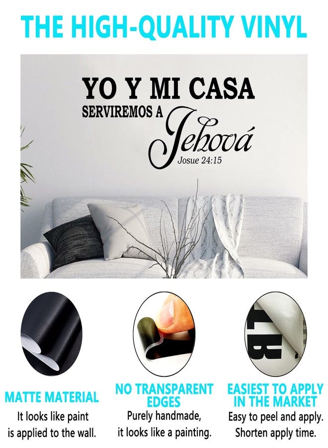 AnFigure Yo Y Mi Casa Serviremos A Jehová, Bible Verse Wall Decal, Living Room Quotes Scripture Christian Prayer Religious Faith Jesus God Bedroom Positive Home Art Decor Vinyl Stickers Espanol 23"x9" - Image 2