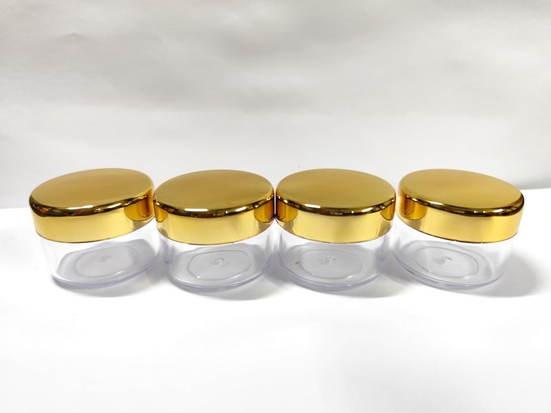SHREE MAHA 15gm Gold Cap Transparent Round Base Empty Cosmetic Jars With Lid Cosmetic Jars Empty Containers Pack of 12 pcs - Image 4