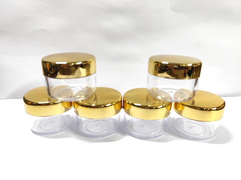 SHREE MAHA 15gm Gold Cap Transparent Round Base Empty Cosmetic Jars With Lid Cosmetic Jars Empty Containers Pack of 12 pcs - Image 3