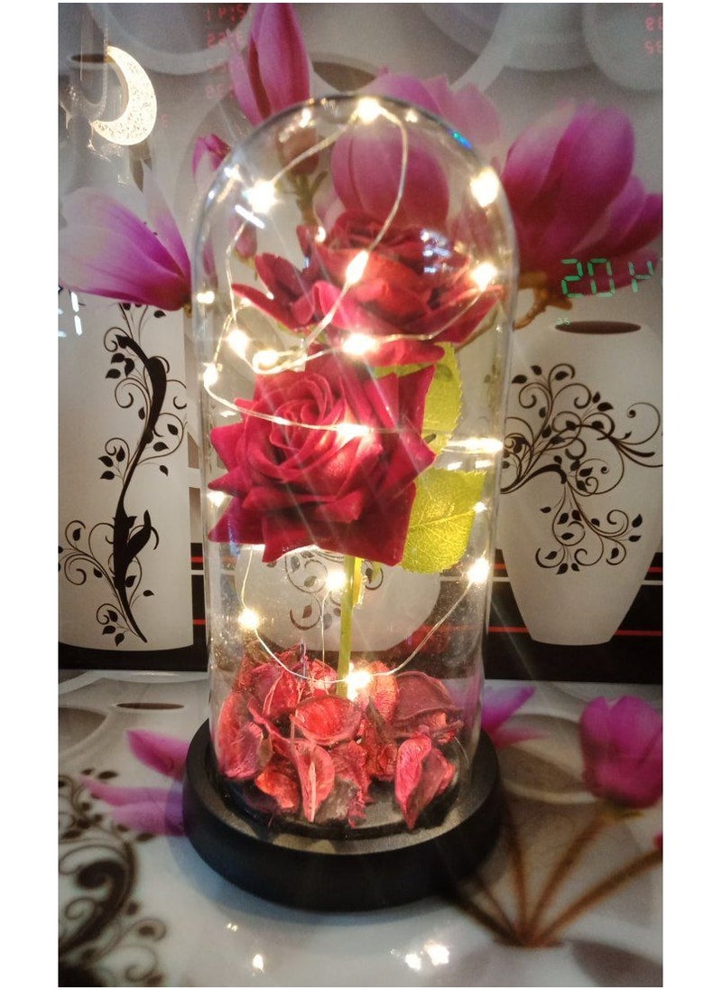 Generic - Romantic Eternal Flower Decoration Home Decor Galaxy Eternal Rose For Wedding And Special Party With Lights In Dome - Image 1