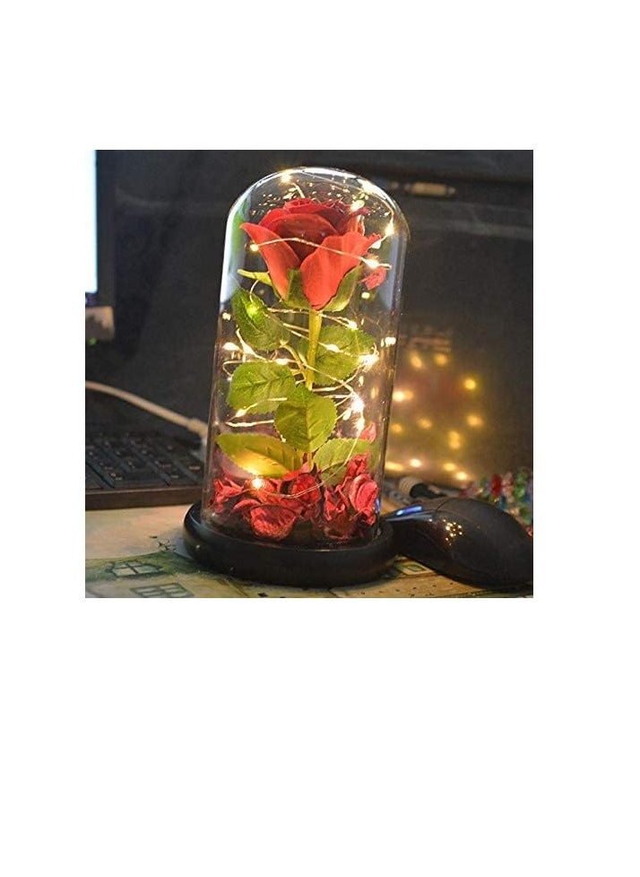 Generic - Romantic Eternal Flower Decoration Home Decor Galaxy Eternal Rose For Wedding And Special Party With Lights In Dome - Image 1