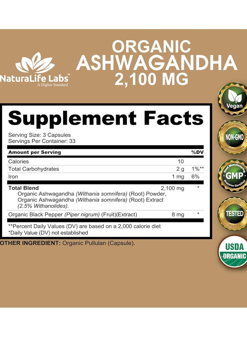 NaturaLife Labs Ashwagandha 2100 mg 100 Vegan Capsules - Image 2