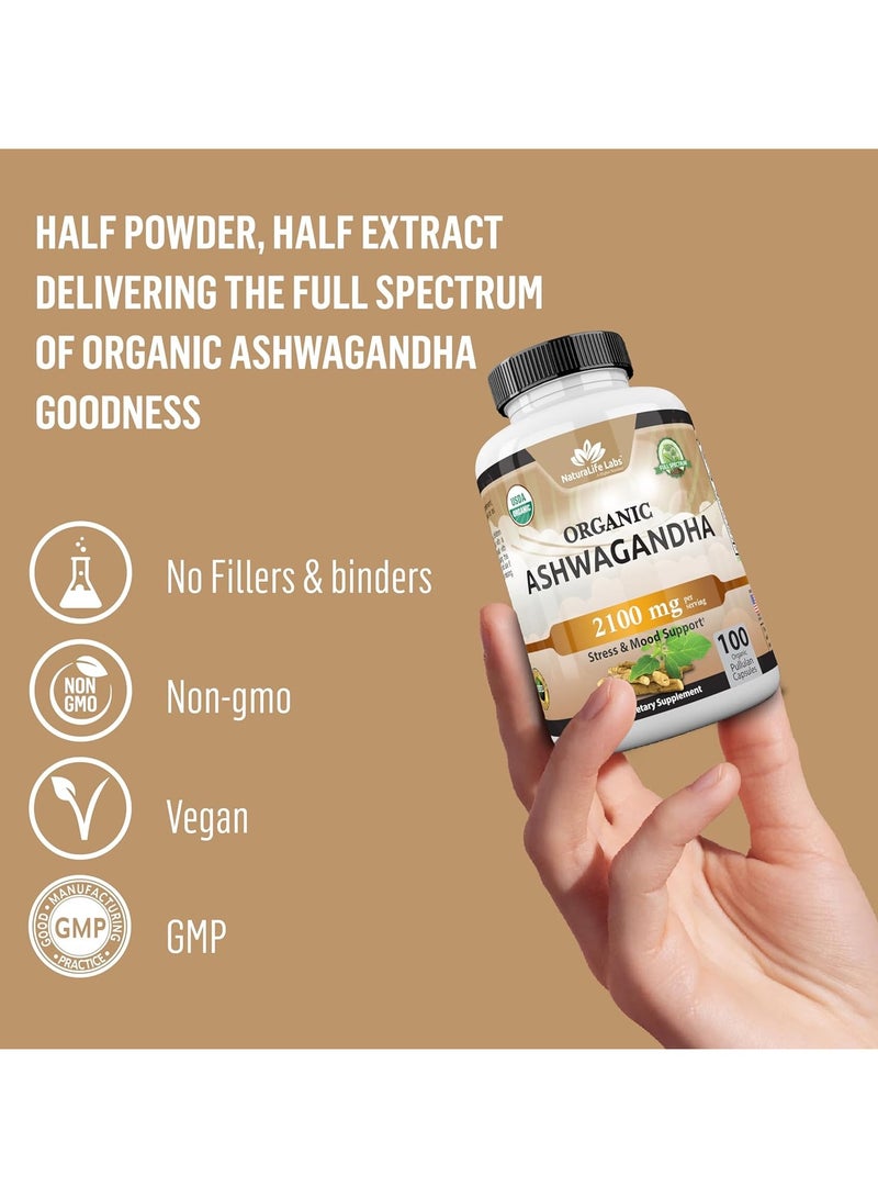 NaturaLife Labs Ashwagandha 2100 mg 100 Vegan Capsules - Image 3