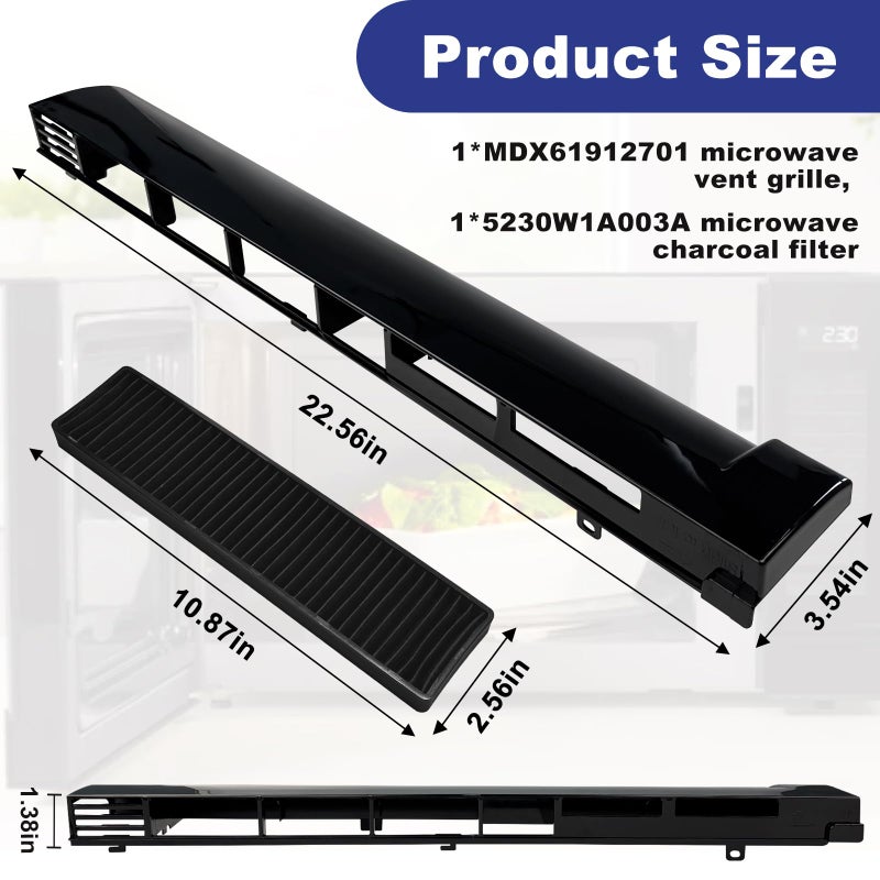 FBULWSEC MDX61912701 Microwave Oven Vent Grille for LG LMV2031ST, LMH2016ST, 87583, 87587, AP5202555, 2119394, AH3535252, EA3535252, PS3535252 - Image 4