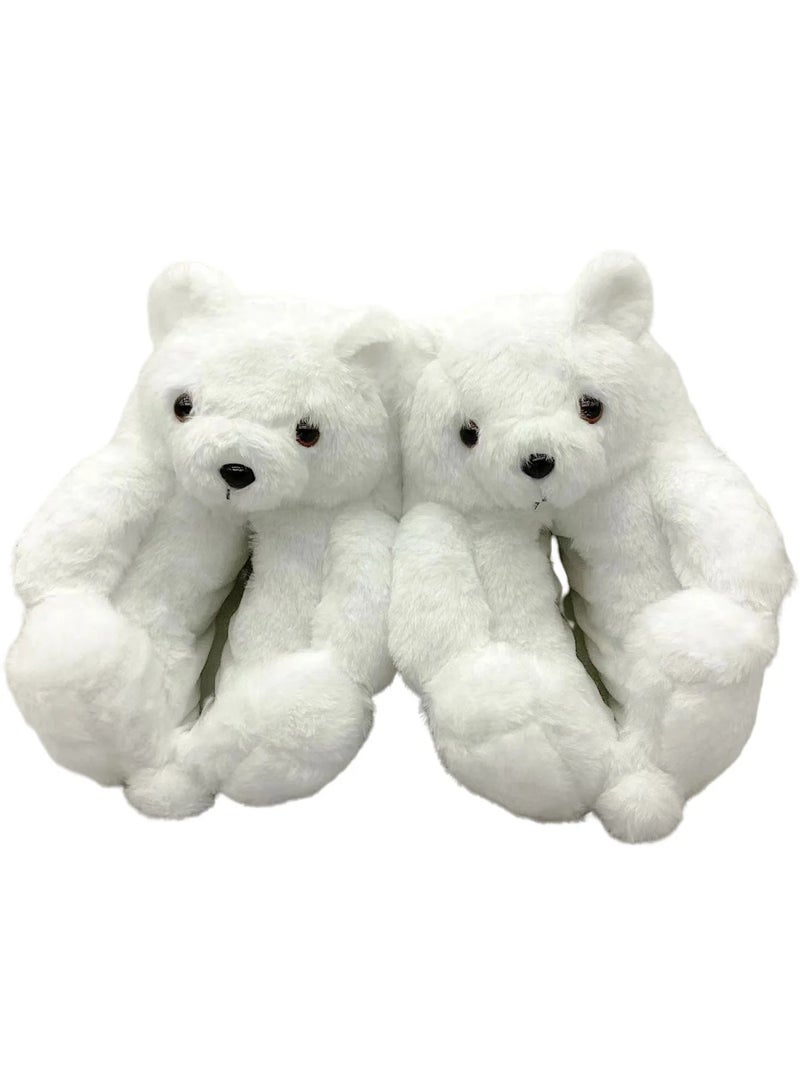 Y&D Price Fluffy Warm Kids Lady Size Teddy Bear Shape Animal Cartoon Winter Indoor Soft Slipper Shoes - Image 1
