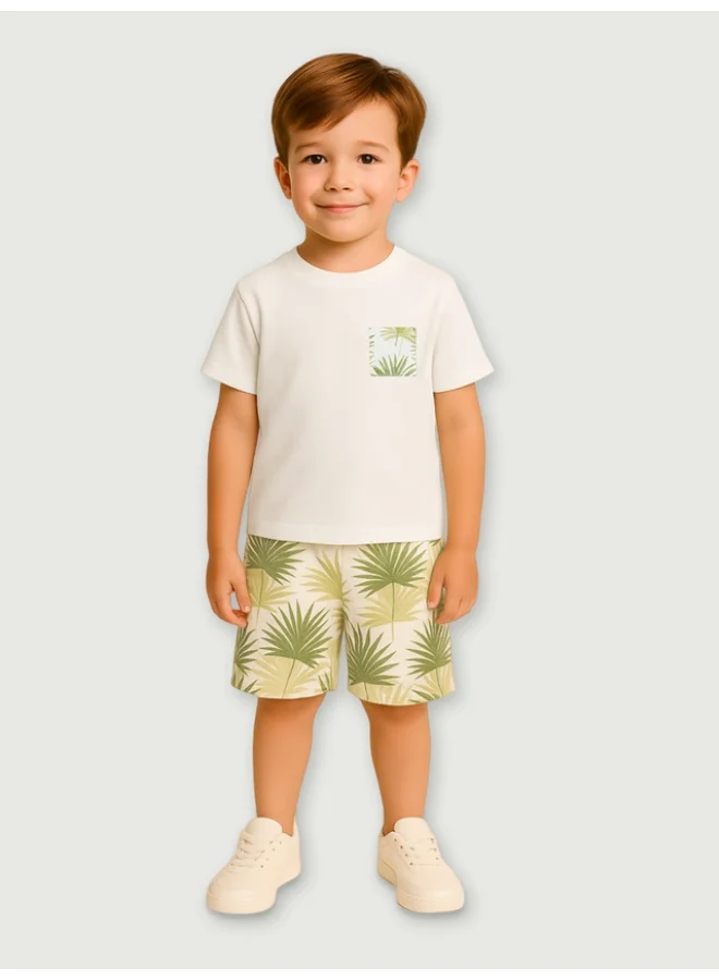 LUAY Luay Boys Cotton Co-ord Set | Premium Summer Outfit with Stylish T-Shirt & Shorts | Trendy, Comfortable Cotton Clothing for Kids | Perfect Daily Wear for Boys (Soft & Lightweight) Green (4-5 Years)
