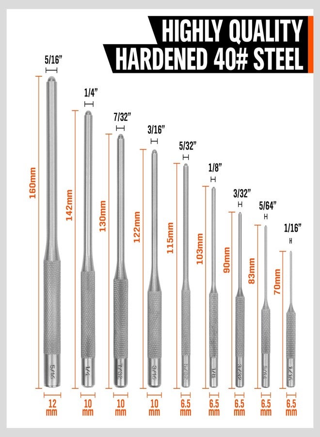 SEDY 9-Piece Roll Pin Punch Set - Fast Pin Removal - Durable Steel & Construction - For Automotive, Firearm Maintenance, Watch, Jewelry & Craft Repair - Knurled Grip - Versatile Sizes - Image 4
