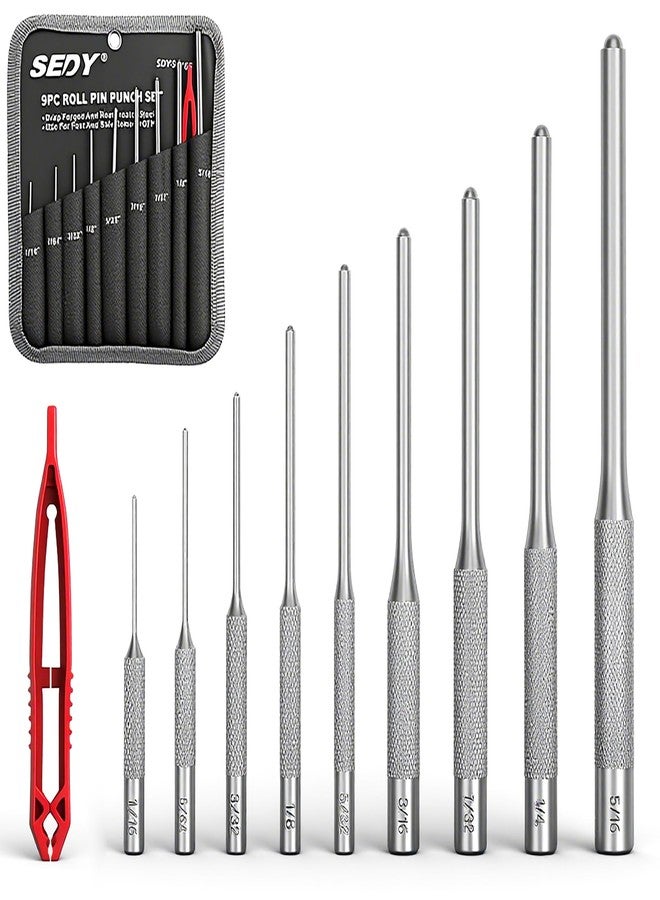 SEDY 9-Piece Roll Pin Punch Set - Fast Pin Removal - Durable Steel & Construction - For Automotive, Firearm Maintenance, Watch, Jewelry & Craft Repair - Knurled Grip - Versatile Sizes - Image 1