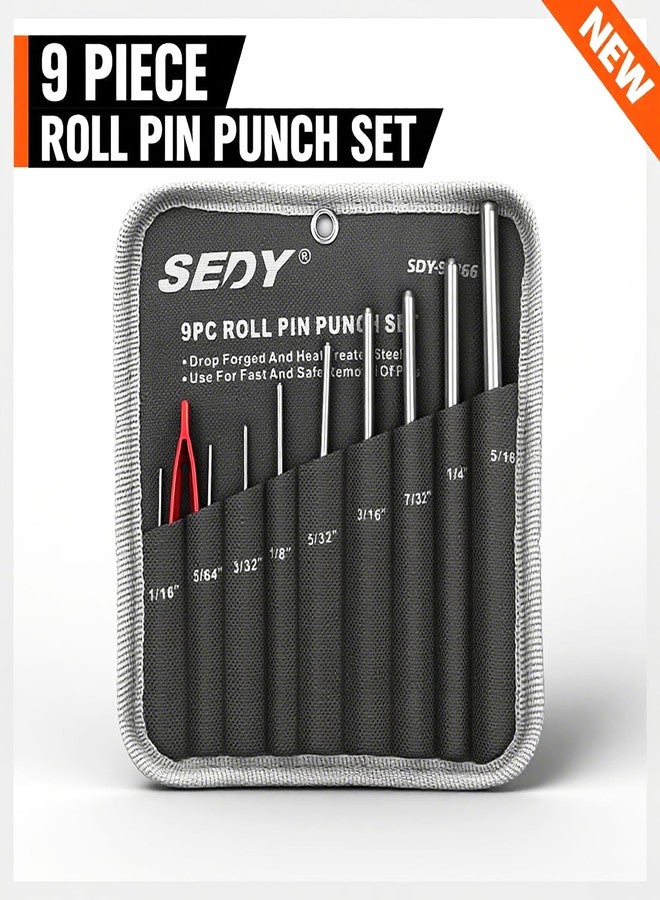 SEDY 9-Piece Roll Pin Punch Set - Fast Pin Removal - Durable Steel & Construction - For Automotive, Firearm Maintenance, Watch, Jewelry & Craft Repair - Knurled Grip - Versatile Sizes - Image 3