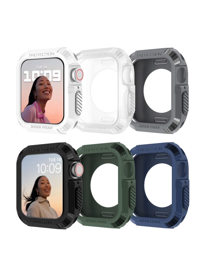 KASTWAVE 45mm Case, Compatible Fit for Apple Watch Series 7 45mm, 6 Packs Rugged Protective Case Soft TPU Bumper Compatible for Apple Watch Case Series 7/6/SE/5/4 44mm Screen Protector for Men Women - Image 1