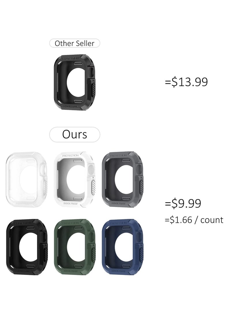 KASTWAVE 45mm Case, Compatible Fit for Apple Watch Series 7 45mm, 6 Packs Rugged Protective Case Soft TPU Bumper Compatible for Apple Watch Case Series 7/6/SE/5/4 44mm Screen Protector for Men Women - Image 5
