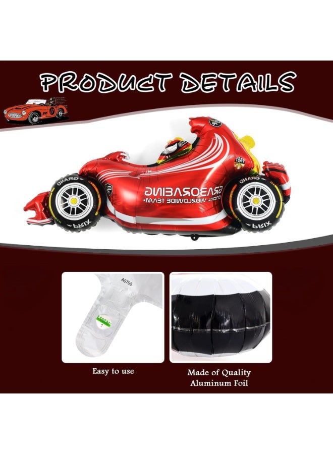 10 قطع من بالونات سيارات السباق، خوذة من رقائق معدنية، بالونات مربعة، وبالونات على شكل إطارات سيارات هوت ويلز، مستلزمات حفلات سيارات السباق لعيد ميلاد الأولاد، زينة على شكل سيارات السباق - Image 2