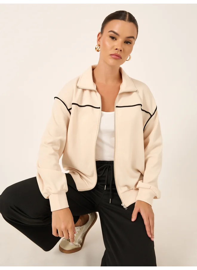 Styli Styli Contrast Trim Regular Fit Regular Length Bomber Jacket