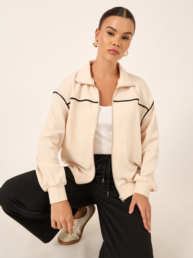 Styli Styli Contrast Trim Regular Fit Regular Length Bomber Jacket  - Image 1