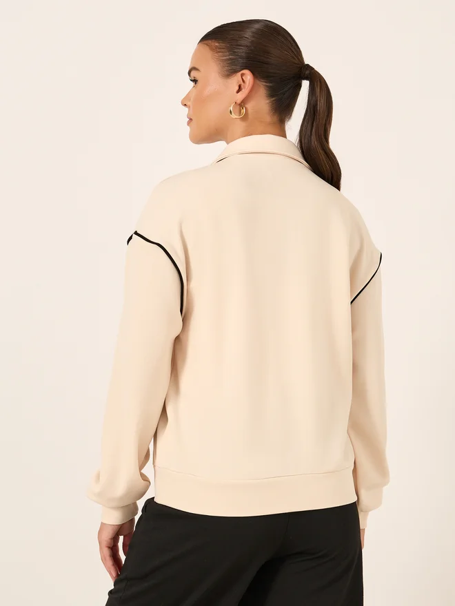 Styli Styli Contrast Trim Regular Fit Regular Length Bomber Jacket