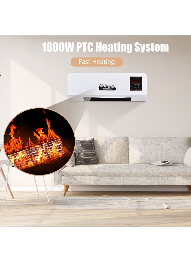 Generic - Heater and Air Conditioner Combo 1800W 2-in-1 Timing Function Heating and Cooling Wall Mounted Electric Air Conditioner and Heater Fan with Remote Control for Dormitory Home - Image 1