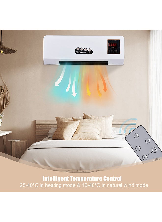 Generic - Heater and Air Conditioner Combo 1800W 2-in-1 Timing Function Heating and Cooling Wall Mounted Electric Air Conditioner and Heater Fan with Remote Control for Dormitory Home - Image 1