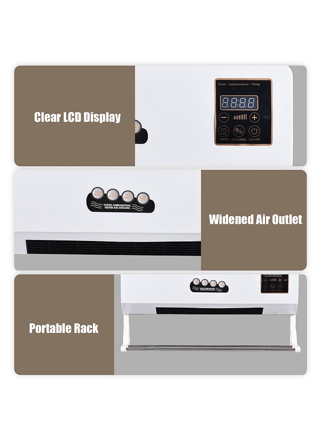 Generic - Heater and Air Conditioner Combo 1800W 2-in-1 Timing Function Heating and Cooling Wall Mounted Electric Air Conditioner and Heater Fan with Remote Control for Dormitory Home - Image 1