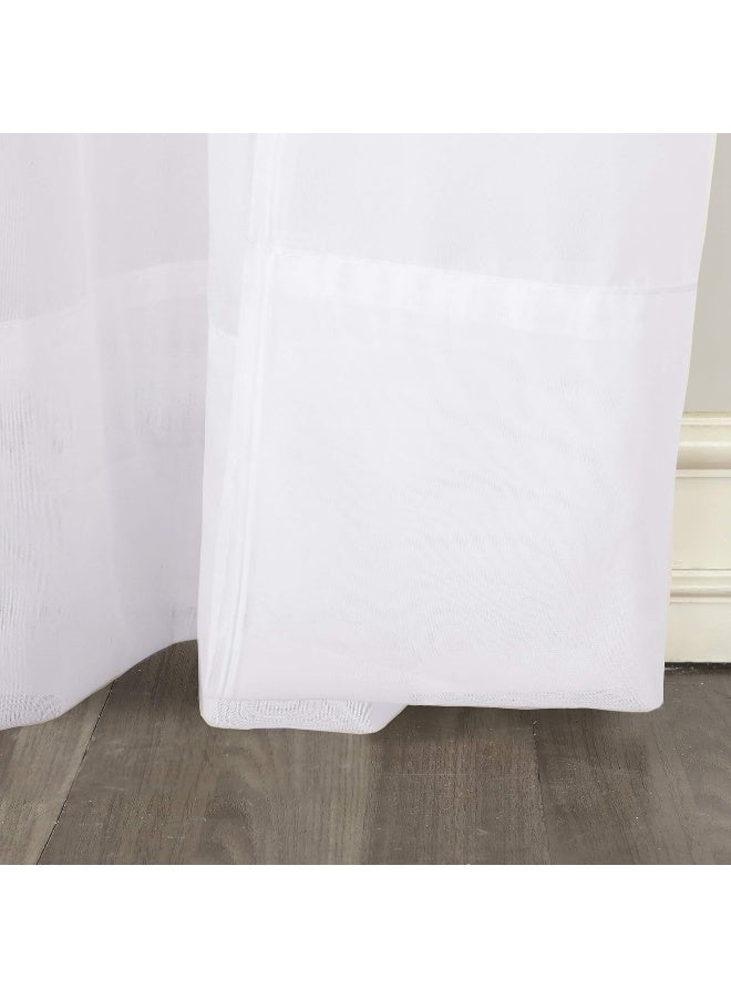 No. 918 No 918 Erica Crushed Sheer Voile Rod Pocket Curtain Panel 51 x 95 White - Image 4