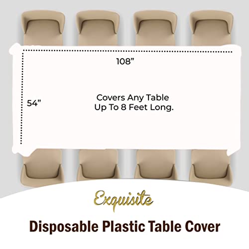 Exquisite 12-Pack Premium Plastic Tablecloth 54 Inch. x 108 Inch. Rectangle Table Cover-White - Image 4