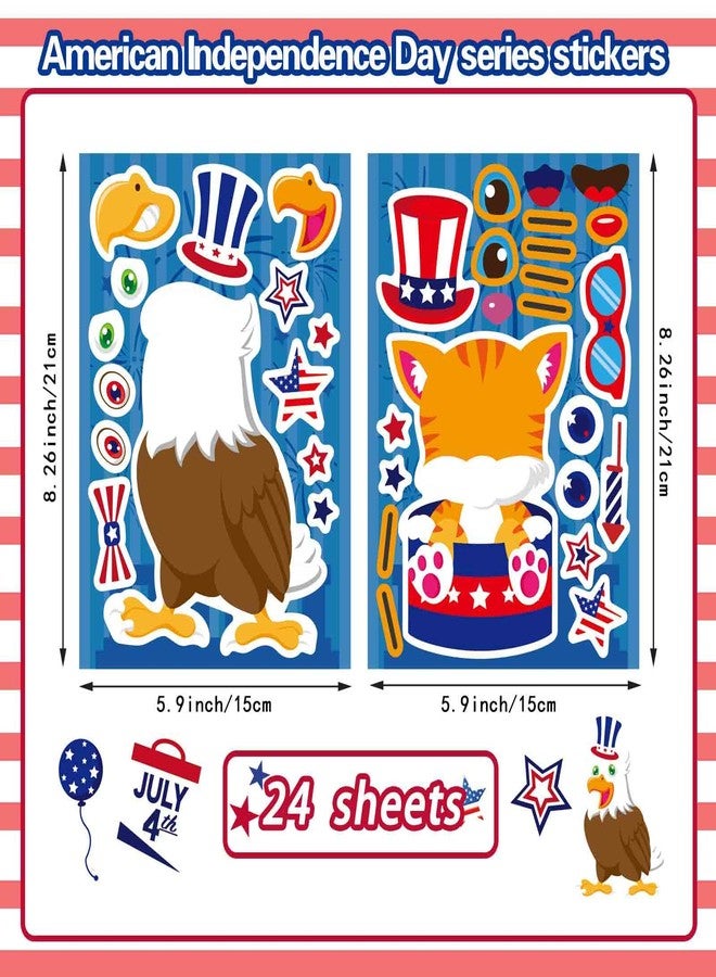 OTAITY 24 PCS 4th of July Sticker, Make-a-face Stickers for Kids, Independence Day Make Your Own Stickers, Patriotic Sticker for Fourth of July Decoration Party Supplies - Image 2