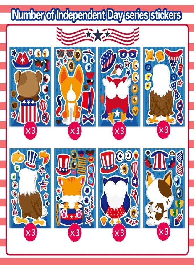 OTAITY 24 PCS 4th of July Sticker, Make-a-face Stickers for Kids, Independence Day Make Your Own Stickers, Patriotic Sticker for Fourth of July Decoration Party Supplies - Image 4