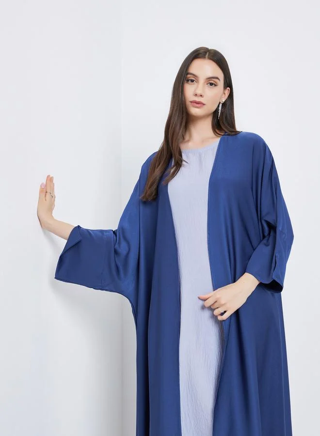 Take Two Take Two Solid Open Front Satin Abaya