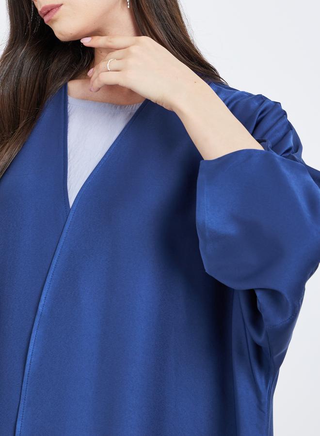 Take Two Solid Open Front Satin Abaya - Image 4