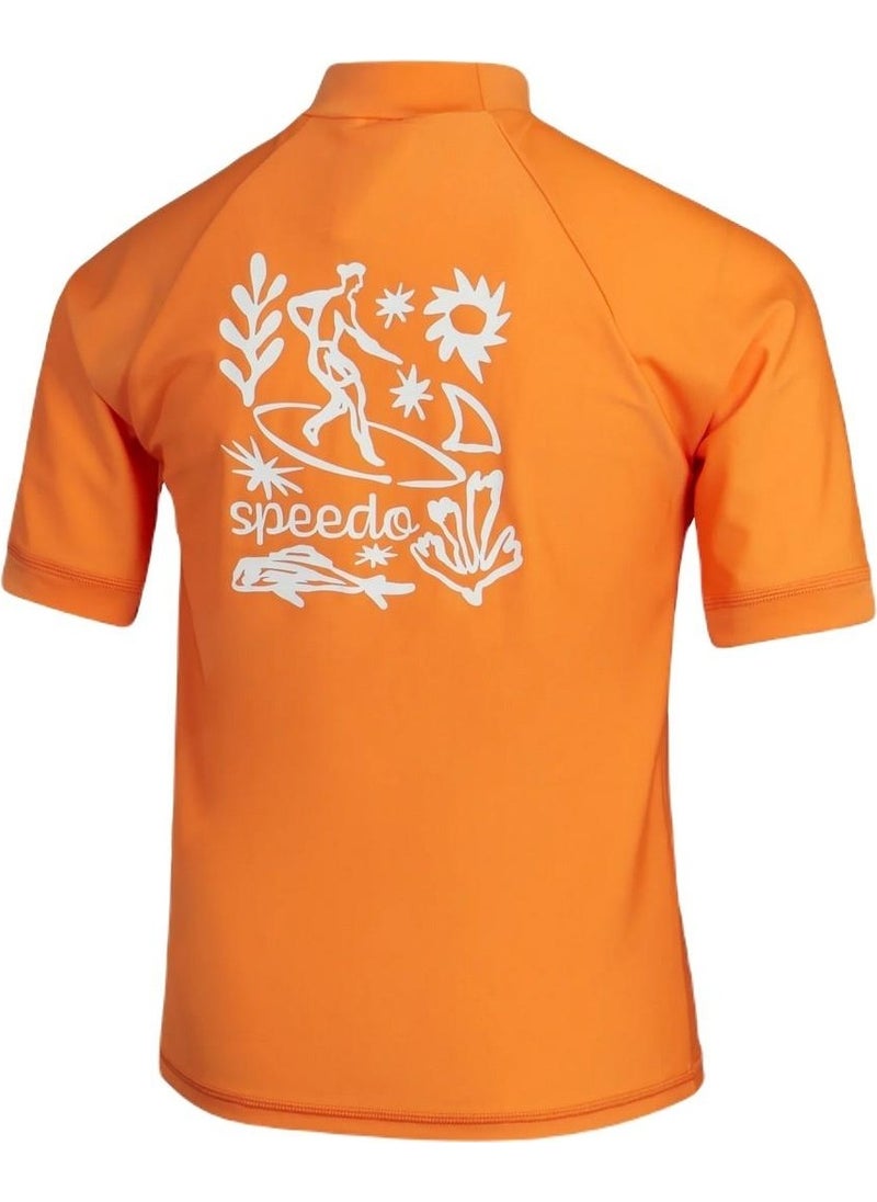 speedo 8-00316616850 Prt Ss Rash Top Jm Boy Sunscreen T-Shirt  - Image 2