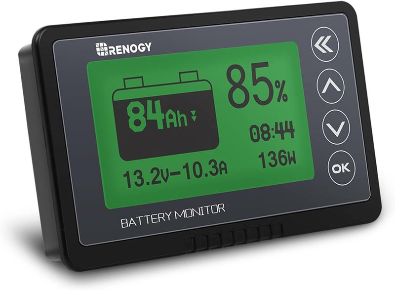 Renogy جهاز مراقبة البطارية 500A مع شنت، إنذار قابل للبرمجة للجهد العالي والمنخفض، نطاق 10V-120V حتى 500A، كابل محمي بطول 20 قدم، متوافق مع بطاريات ليثيوم 12V مغلقة، هلامية، ومغمورة، أسود - Image 1