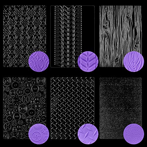 Ocmoiy 6 Pack Fondant Texture Mats Tire Tread Track Wood Grain Fondant Molds for Clay, Chocolate, Fondant Embossed Cake Decoration Mold - Image 1