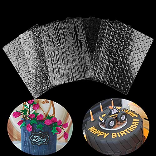 Ocmoiy 6 Pack Fondant Texture Mats Tire Tread Track Wood Grain Fondant Molds for Clay, Chocolate, Fondant Embossed Cake Decoration Mold - Image 4