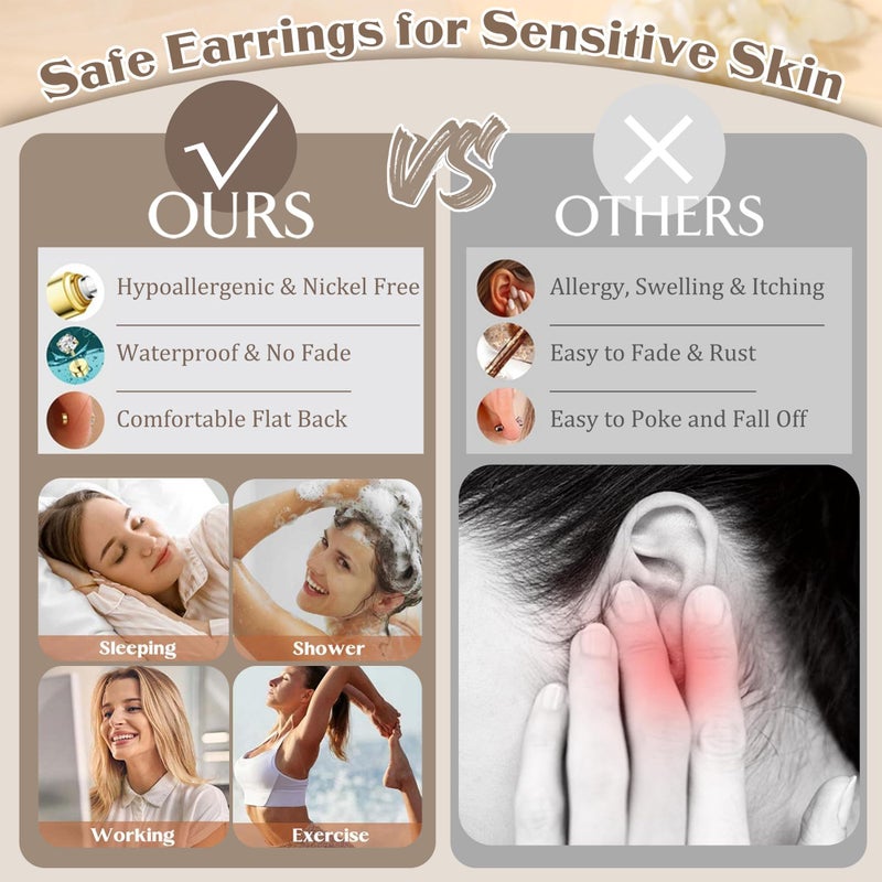 LOYALLOOK Hypoallergenic Flat Back Earrings for Women Trendy 20G Surgical Stainless Steel Earrings Silver Cartilage Earring Stacks Flatback Stud Earring Sets for Multiple Piercing - Image 5